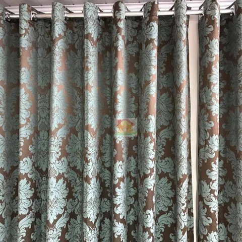 Cortina Jacquard Blackout Marrom com Verde 2,80M x 2,30M