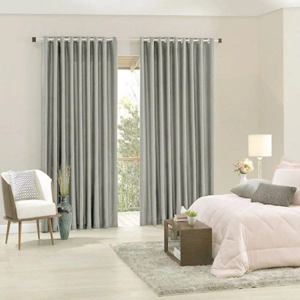 Cortina Corta Luz Tecido Blend Bella Janela 1,70m x 6m Largura - Areia - 1