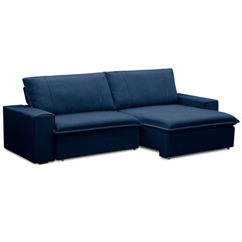 Sofá Retrátil Reclinável para Sala 3 Lugares 230cm Varsov F04 Veludo Azul - Lyam Decor