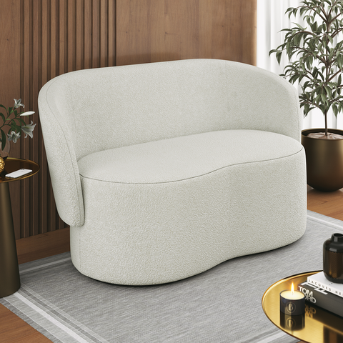 Sofá 2 Lugares Orgânico Luxo Bouclê Off White Balaqui Decor Cor:boucle Bege
