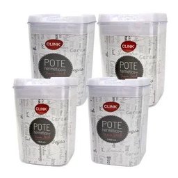 4 Potes Porta-Mantimentos Herméticos Acrílico Transparente com Trava - 1