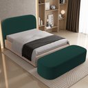 Ver imagem 2 de Cabeceira Cama Box Casal 195cm Lanna com Puff Recamier Doha W01 Bouclê Verde - Lyam Decor