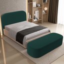 Ver imagem 1 de Cabeceira Cama Box Casal 195cm Lanna com Puff Recamier Doha W01 Bouclê Verde - Lyam Decor