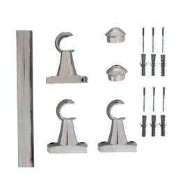 Kit varão para cortina 2,40mts cromado 28mm compacto sala / quarto - 2