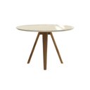 Ver imagem 1 de Mesa P/ Cozinha Duna Madeira Maciça C/ Tampo Madeirado C/ Vidro 105x105cm Carvalho/off White/vidro