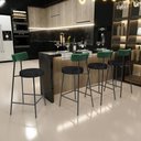Ver imagem 2 de Kit 06 Banquetas Baixa Bar Cozinha e Sala de Jantar Milão L02 Facto Verde Linho Chumbo - lyam