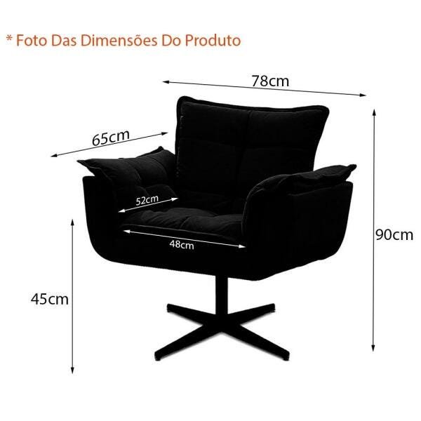 Cadeira Decorativa Opala Cinza Escuro Base Giratória - 2