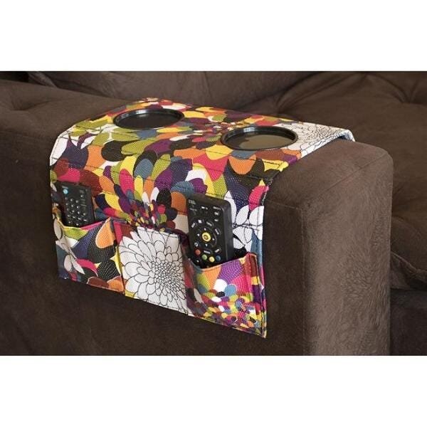 Kit 2 Bandejas Floral para Sofá Porta Copo com Porta Controle - 2