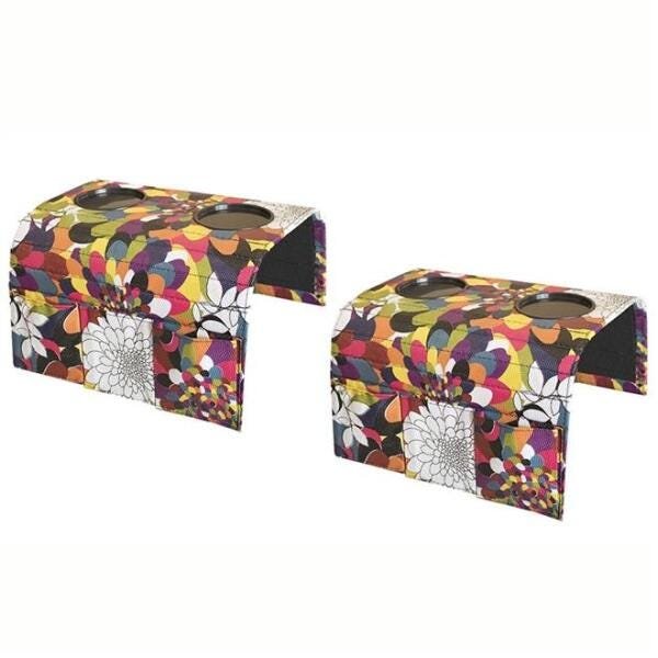 Kit 2 Bandejas Floral para Sofá Porta Copo com Porta Controle - 1