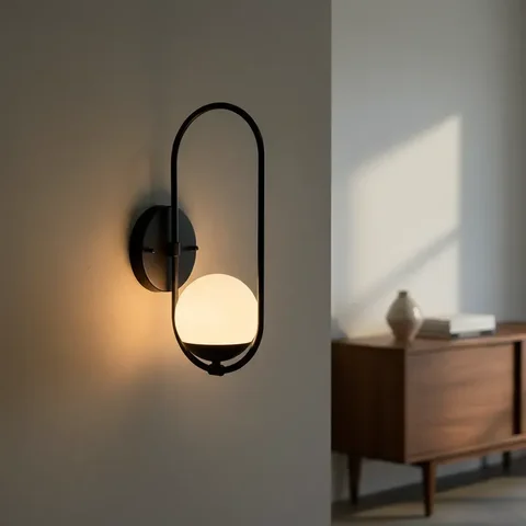 Arandela Luminária de Parede Moderna Oval com Vidro Globo 12cm Decoração Iluminação Casa Sala Quarto