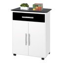 Ver imagem 2 de Balcao Napo. Branco Preto 02 Portas + 01 Gaveta Com Rodizios PASSE BEM