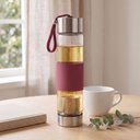Ver imagem 4 de Garrafa de Vidro com Infusor de Chá 450ml Rosa