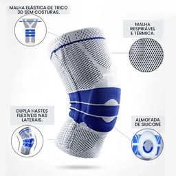 Joelheira Ortopedica Gel Silicone Compressao Ajustavel Articulaçao Suporte Joelho Apoio Patela - 14
