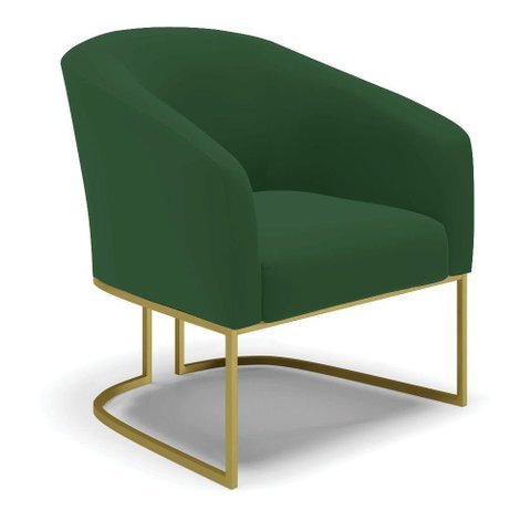 Cadeira Sala de Jantar Base Industrial Dourado Stella Veludo D03 - D'Rossi Cor Verde