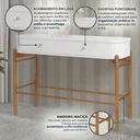 Ver imagem 4 de Aparador 2 Gavetas MDF com Pés em Madeira Maciça Aurora Off White/Castanho