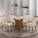 Ver imagem 1 de Conjunto Mesa de Jantar com Vidro e 4 Cadeiras 90cm Multimóveis Crljm-CON024 Madeirado/Off White