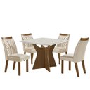 Ver imagem 2 de Conjunto Mesa de Jantar com Vidro e 4 Cadeiras 90cm Multimóveis Crljm-CON024 Madeirado/Off White