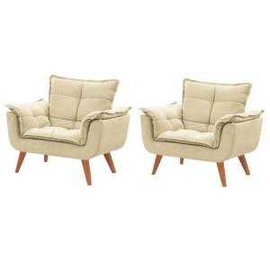 Kit 2 Poltronas Decorativas Opala Bege