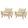 Kit 2 Poltronas Decorativas Opala Bege - 1
