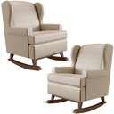 Ver imagem 1 de Kit 2 Poltronas Amamentação Com Balanço Malu Base Madeira P02 Facto Pérola Metalizado - Lyam