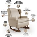 Ver imagem 4 de Kit 2 Poltronas Amamentação Com Balanço Malu Base Madeira P02 Facto Pérola Metalizado - Lyam