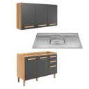 Ver imagem 2 de Conjunto de Cozinha Intenza 120cm com Armário Aéreo e Balcão com Pia Freijó Chumbo Nicioli Ghelplus