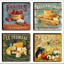 Ver imagem 1 de Kit 04 Quadros Cozinha Vintage Alimentos Canvas 30x30cm-Coz222