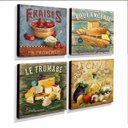 Ver imagem 2 de Kit 04 Quadros Cozinha Vintage Alimentos Canvas 30x30cm-Coz222