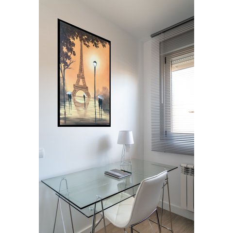 Quadro Decorativo Estilo Pintura Paris - 70x50cm:moldura Preta