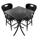 Ver imagem 1 de Cj Mesa Madeira 60x60cm - Bistrô Fixa 78cm + 2 Cadeiras 43 - Preta - Liso