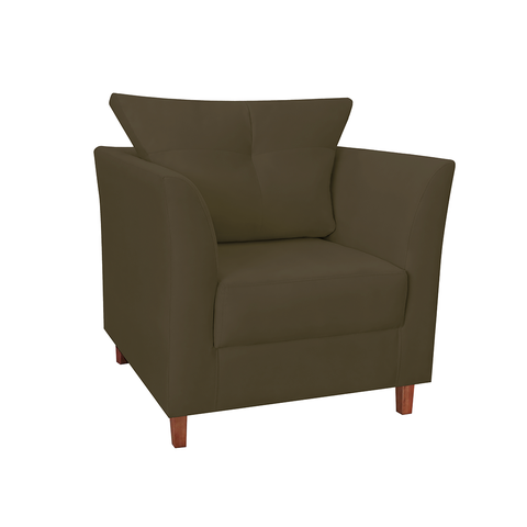 Poltrona Estofada Com Almofada Isis Recepção Consultório Suede Marrom - LM DECOR