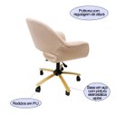 Ver imagem 3 de Poltrona Escritório Eduarda em Linho Rosé Base Dourada com Regulagem de Altura Poltronas do Sul