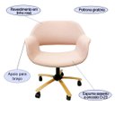 Ver imagem 2 de Poltrona Escritório Eduarda em Linho Rosé Base Dourada com Regulagem de Altura Poltronas do Sul