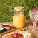 Ver imagem 2 de Kit 2 Jarras de Vidro Borossilicato com Tampa Bambu 1,1l Bico Direcionador Transparente Lyor