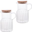 Ver imagem 1 de Kit 2 Jarras de Vidro Borossilicato com Tampa Bambu 1,1l Bico Direcionador Transparente Lyor