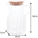 Ver imagem 3 de Kit 2 Jarras de Vidro Borossilicato com Tampa Bambu 1,1l Bico Direcionador Transparente Lyor