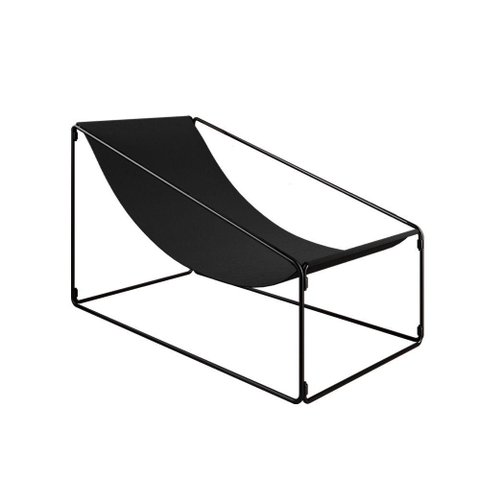 Espreguiçadeira Industrial Luxo Arpoador Tecido Suede Preto - Cor: Preto