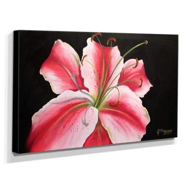 Quadro de Pintura Lirio Rosa 70x120cm-1367 - 2