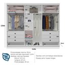 Ver imagem 3 de Guarda Roupa Casal Lisboa 6 Portas de Bater 6 Gavetas MDF Branco Bom Pastor Móveis 242cm