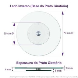 Centro de Mesa Prato Giratório Vidro Temperado Incolor 70cm - 5