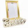 Kit Escultura Palavra + Porta Retrato Decorativo Enfeite Top - Gratidão Dourado + Porta Retrato - 1