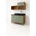 Ver imagem 4 de Conjunto Armários Modular para Lavanderia Balcão 120cm + Aéreos 160cm Armazenamento Mdf Multiuso:ver