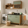 Conjunto Armários Modular para Lavanderia Balcão 120cm + Aéreos 160cm Armazenamento Mdf Multiuso:ver - 1