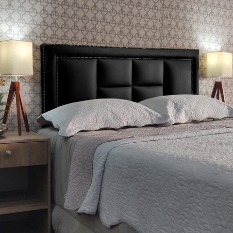 Cabeceira King 195 Cama Box Diamond Módena V2h4 Preto Corano com Pés Rbl