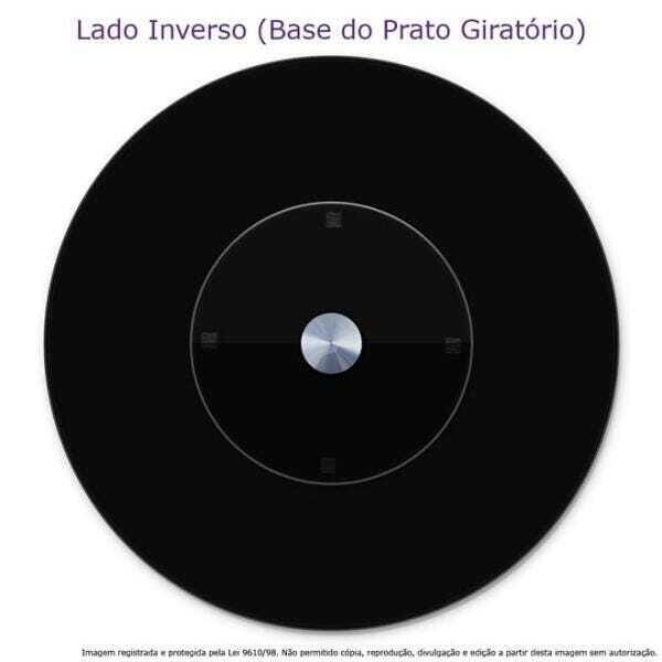 Centro de Mesa Prato Giratório Vidro Temperado Preto 70cm - 4