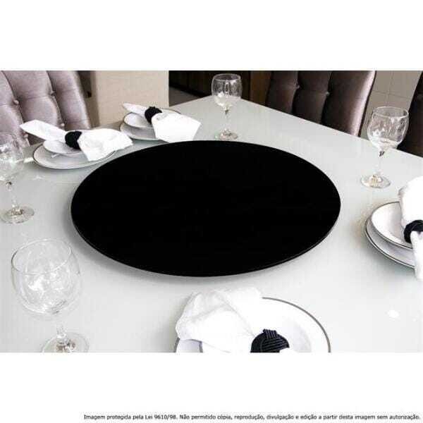Centro de Mesa Prato Giratório Vidro Temperado Preto 70cm - 3