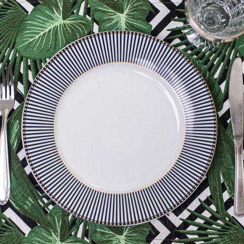 Serviço Americano Jacquard Costela de Adão Folhagem Viva 35 x 45cm Karsten 10 Serviços Americanos