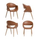 Ver imagem 1 de Kit 4 Cadeiras Metálicas Estofadas Maran CabeCasa MadeiraOriginals Marrom Caramelo/Carvalho