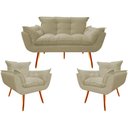 Ver imagem 1 de Kit Namoradeira + 02 Poltronas Decorativa para Sala de Estar Quarto Recepção Clinica Opala Jm interi