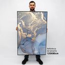 Ver imagem 2 de Quadro Decorativo em Canvas Abstrato Mármore Azul Perolado TaColado Moldura Flutuante 4,5cm Freijó 1
